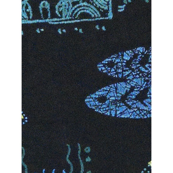 Vtg Vikki Vi Womens 2X Slinky Knit Blouse Black Fish Print Button‎ Front 90s Y2K - Picture 10 of 12